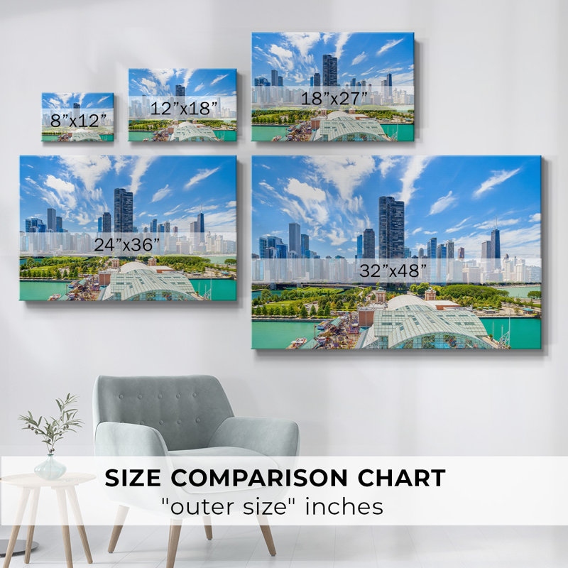 Chicago Navy Pier, reproduction aérienne sur toile, H 18 po x l 27 po x P 1,5 po