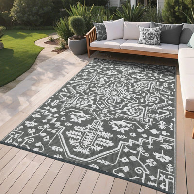 Tapis de balcon rétro en plastique lavable, antidérapant, antitache, résistant à la décoloration, tapis de plage, imperméable, facile à nettoyer