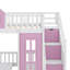 Lit superposé simple au-dessus d'un lit simple avec bureau ajustable, transformant le lit inférieur en un espace de travail fonctionnel-114346278