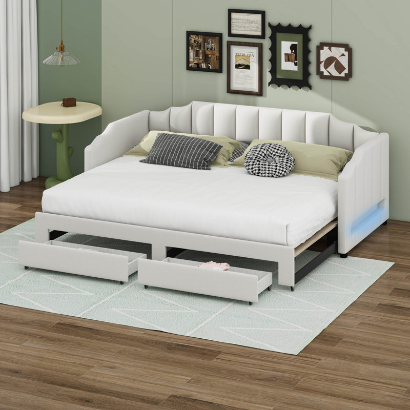 Latitude Run® Twin XL Daybed With Storage Drawers & Trundle ...