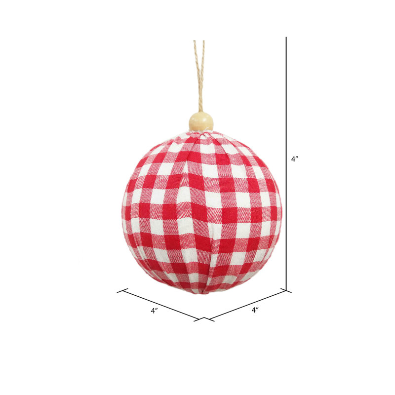 Ornement boule en tissu écossais Vickerman, Rouge