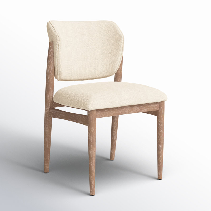 Joren Upholstered Dining Chair, Irving Taupe Polyester Blend/Pecan Whitewash