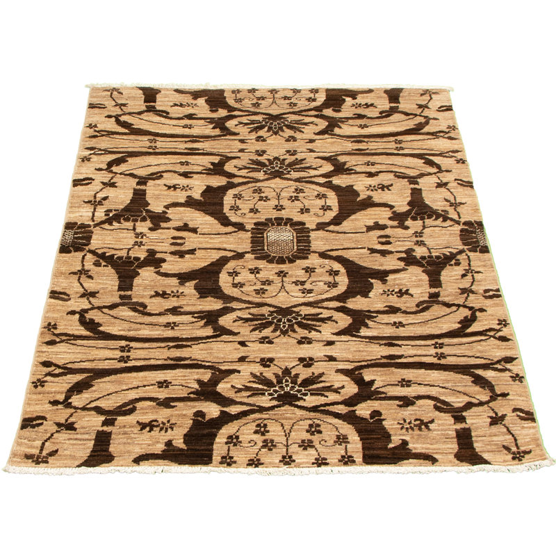 Tapis unique en laine noué à la main brun clair de style nouvel âge de 18 pi 4 pi x 5 pi 10 po pako