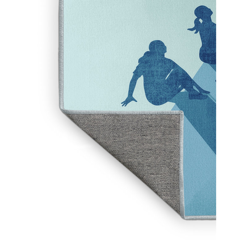 Machine Washable Hambrook Sitting Volleyball Minimalist Rug in Blue – SkyBlue Binding, 4x6