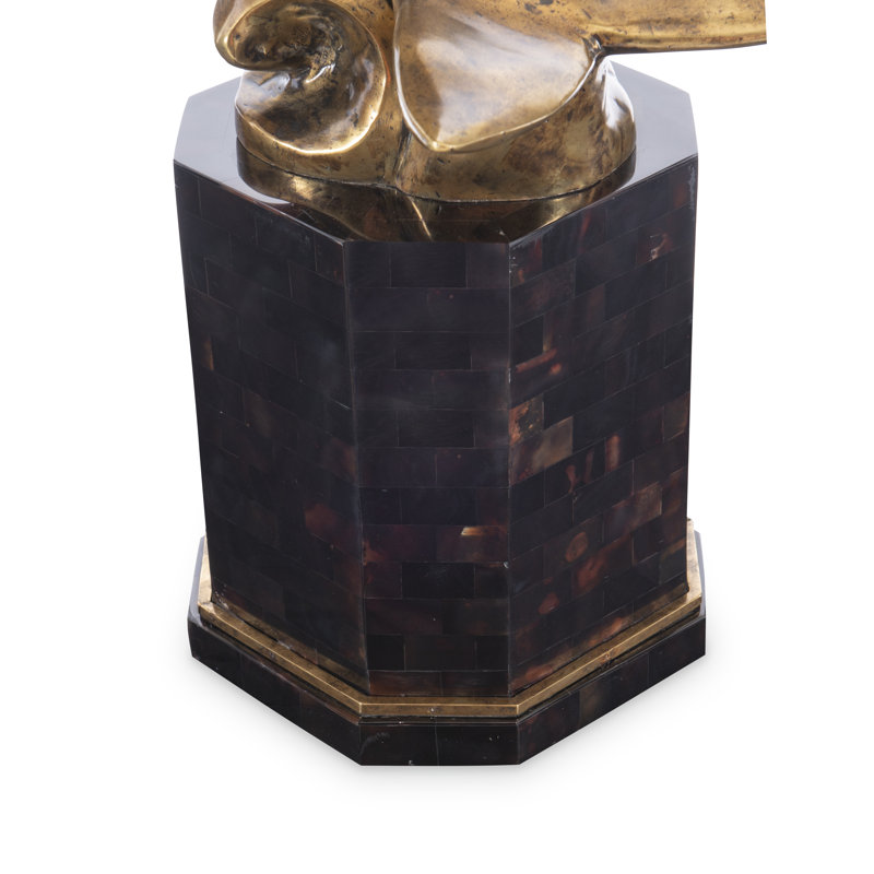 Tall Brass Fish Statue on Marble Base