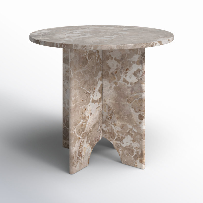 Modern Sculptural Marble Table With Interlocking Base