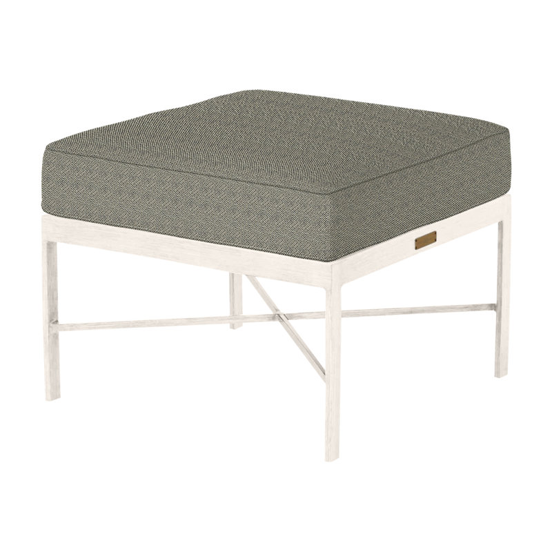 Monaco Wrought Outdoor Ottoman, Welt, Dove Sunbrella® Linen, Chalk