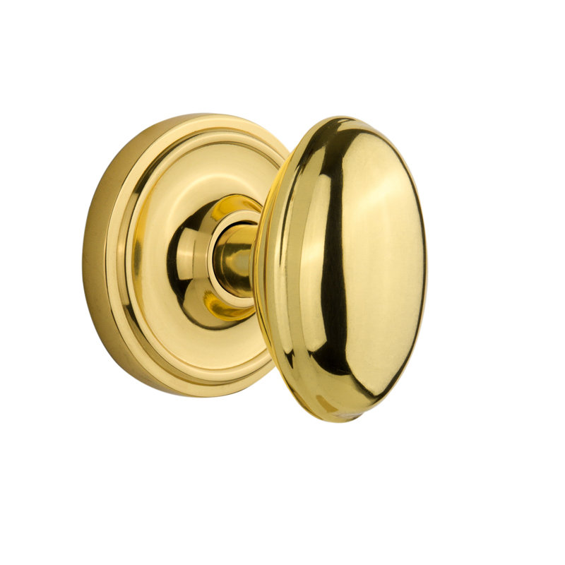 Classic Rosette with Homestead Door Knob, Polished Brass, 2-3/4”
