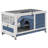 Solid Wood Mobile Rabbit Hutch with Ramp and Pull-Out Tray Blue-251295594