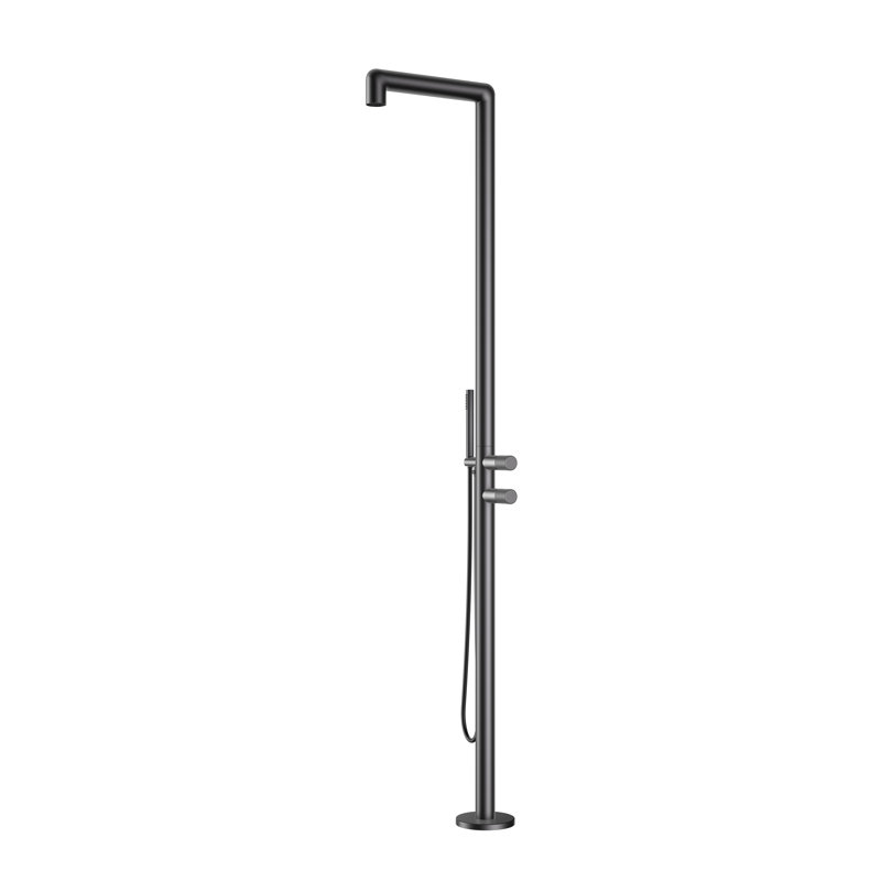 Matte Black Stainless Steel Freestanding Outdoor Shower with Hand Shower