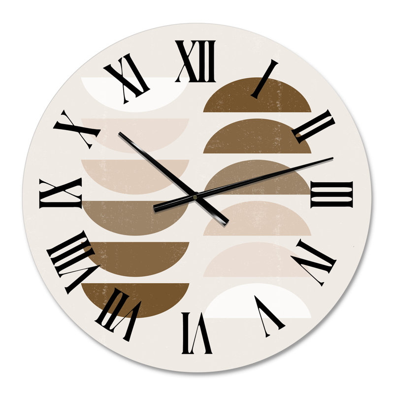 Abstrait géométrique abstrait soleil et lune en terre cuite II - horloge murale moderne, Moyen
