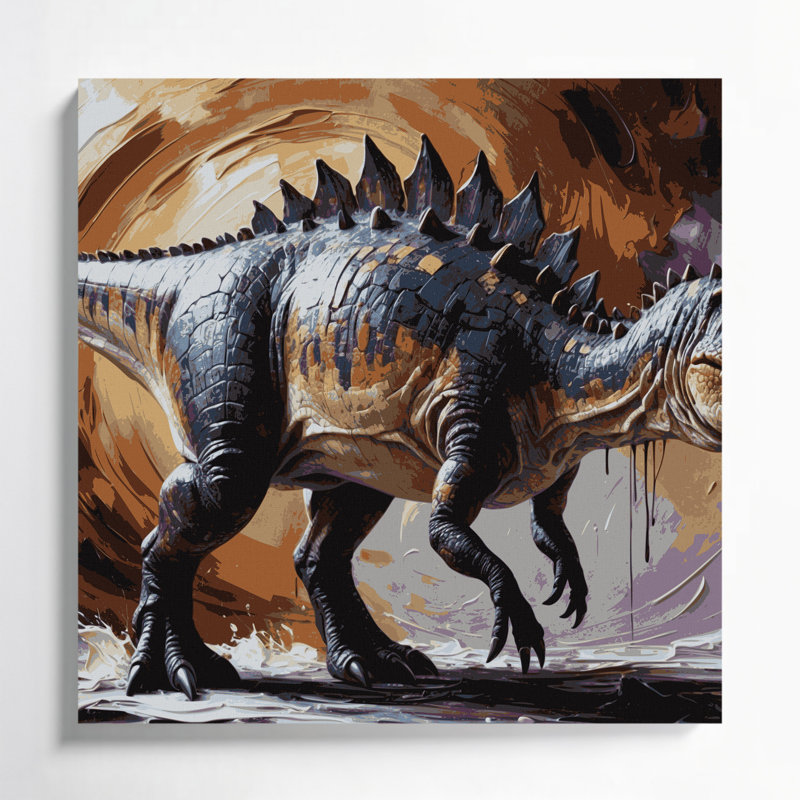 Art mural sur toile brun dinosaure, H 16 po x l 16 po