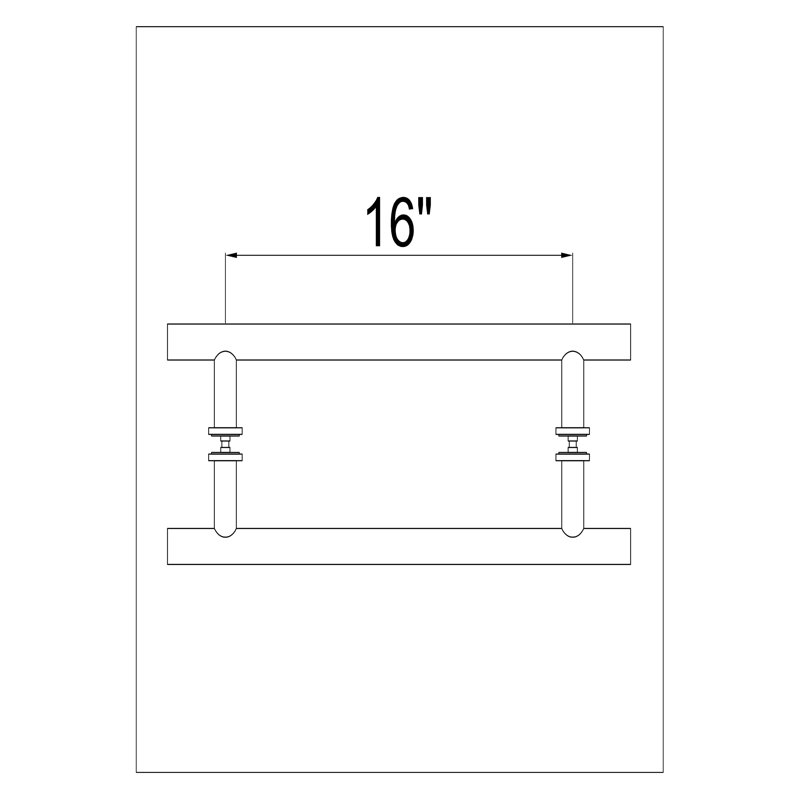 Poignée de porte de douche ronde de 16 po - Barre de traction en acier inoxydable dos à dos, s'adapte à une épaisseur de verre de 1/4 po à 1/2 po