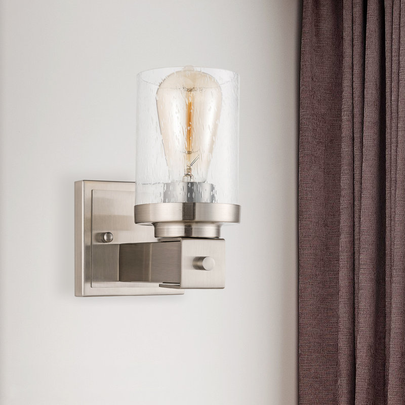 Vintage 1 Light Wall Lights,  Farmhouse Porch Wall Lamp, Indoor Wall Sconces with Glass Shade, Nickel