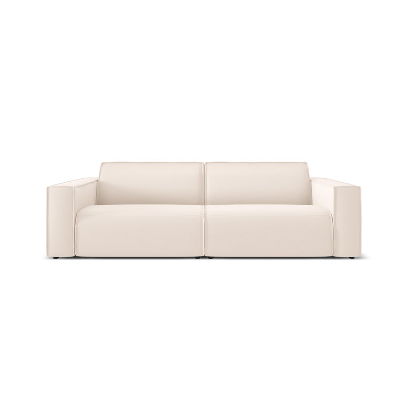 220cm Wide Wood Patio Sofa with Cushions, Light Beige