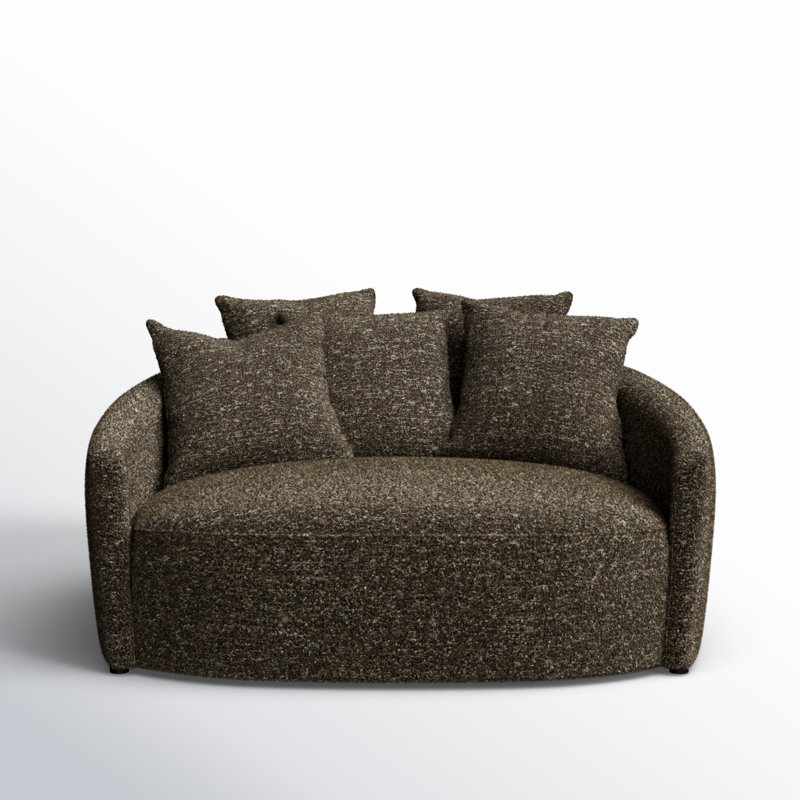 Esmeray 62" Curved Oversized Loveseat, Ivan Granite Boucle