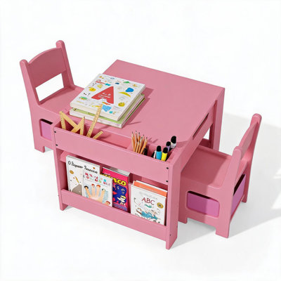Ensemble de table et chaises pour enfants avec bibliothèque intégrée