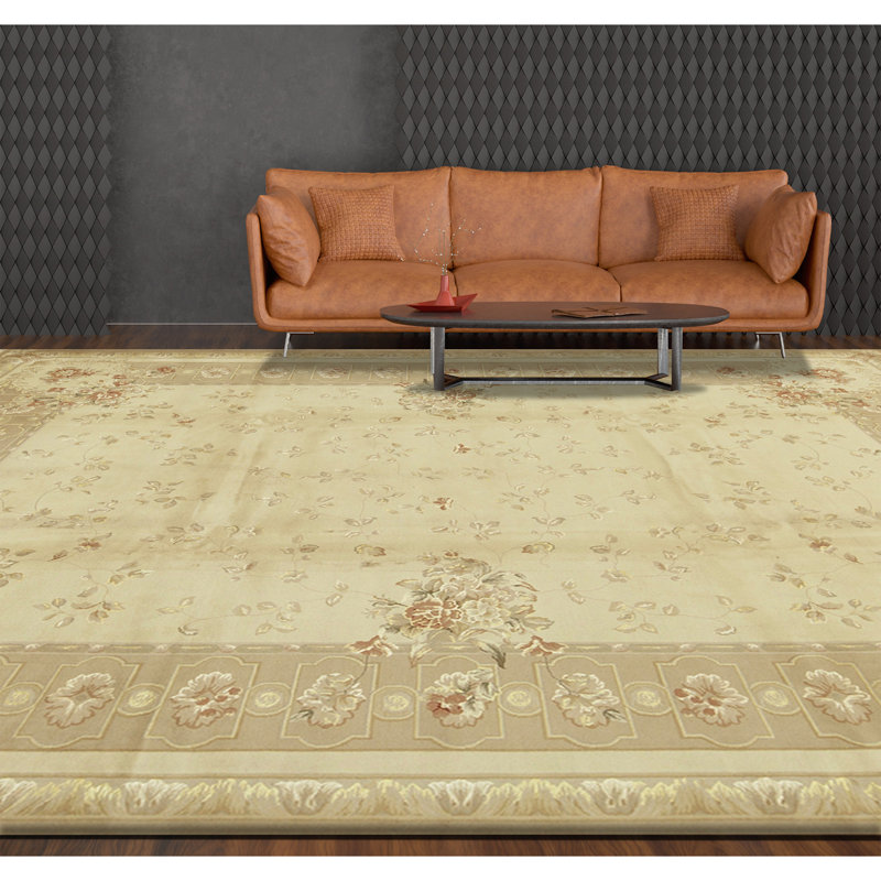 Tapis beige noué à la main de haute qualité