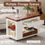Table basse / d'appoint moderne 27,6 pouces en noyer blanc multifonctionnel - plateau pliable, roulettes et rangement à plusieurs niveaux, meubles décoratifs peu encombrants.