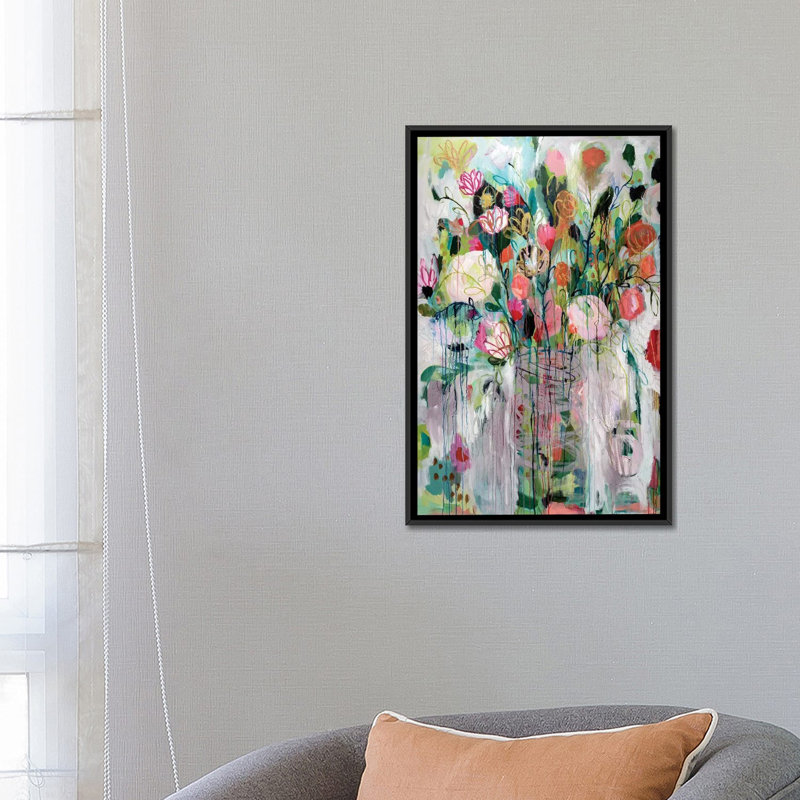 « spring averses », reproduction d’impression sur toile, H 26 po x l 18 po x P 1,5 po, Toile avec cadre noir, Pas de tapis