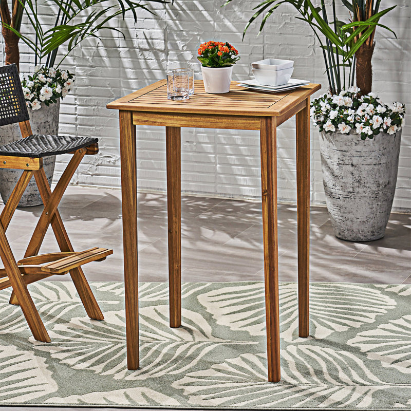 Outdoor  Wood Square Bar Table, Teak