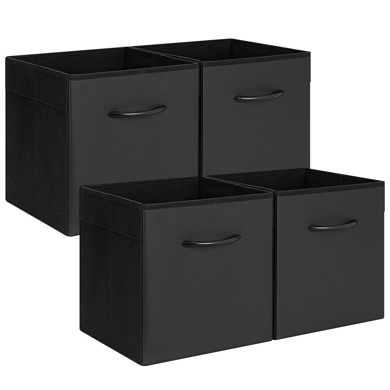Storage Cube Bins with Handle, Cube Organizer Baskets for Shelves and Closet, 11" H x 10.75" W x 10.75" D, Black