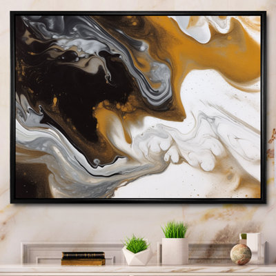 Reproduction d'art sur toile dorée et marbrée noire IV - Fractals