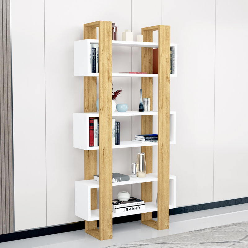 Westview 160cm H x 80cm W Standard Bookcase, Sapphire Oak, White
