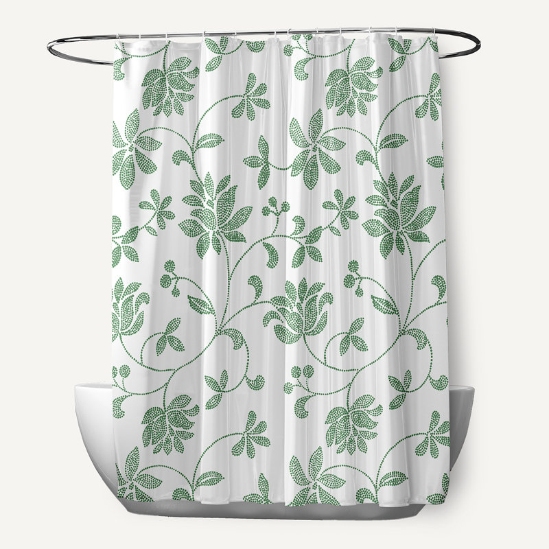 Rideau de douche Poteau Floral par E by Design, Vert