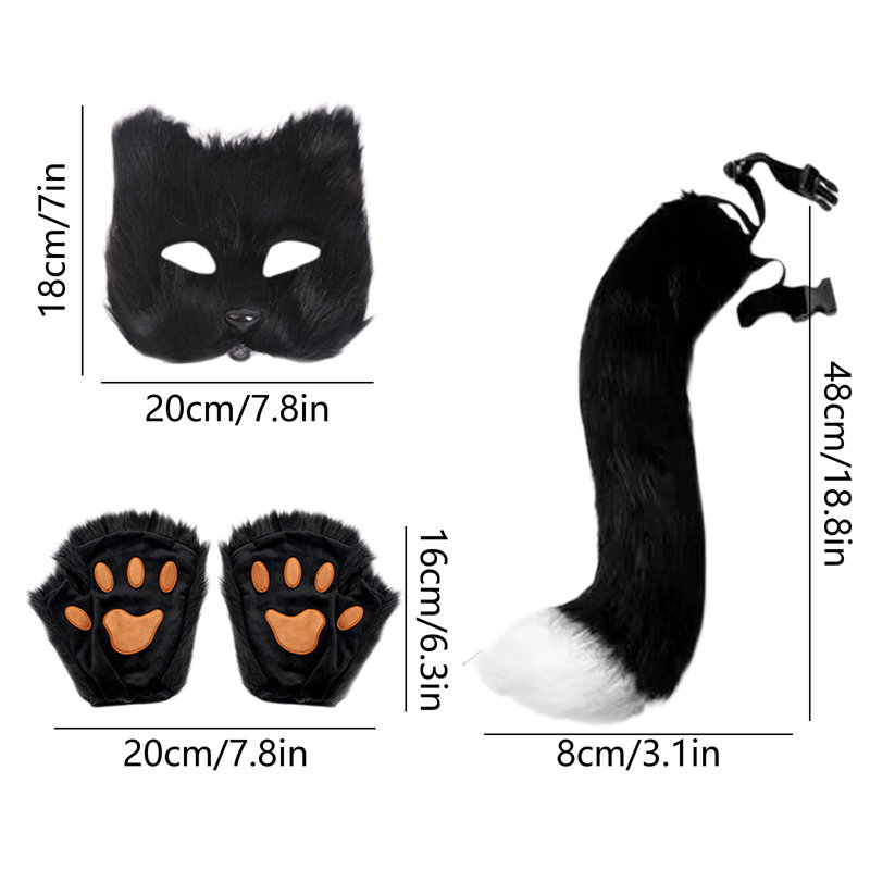 Oreilles et gants de loups Kondieu, Black