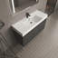 Meuble-lavabo autoportant avec lavabo en résine, armoire de rangement avec portes à fermeture douce-58875562