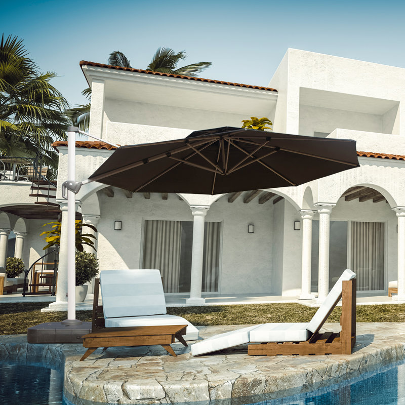 Parasol en porte-à-faux rond 13 pi, H 107 po x l 118 po x P 118 po, Noir