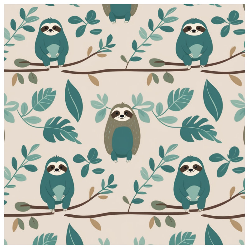Sloth Leaf Illustration Comforter, Twin Extra Long