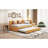 Yellow Linen Fabric Upholstered Daybed With Trundle, Versatile Twin Size Bed In Strong Build, No Box Spring Required-1107313079