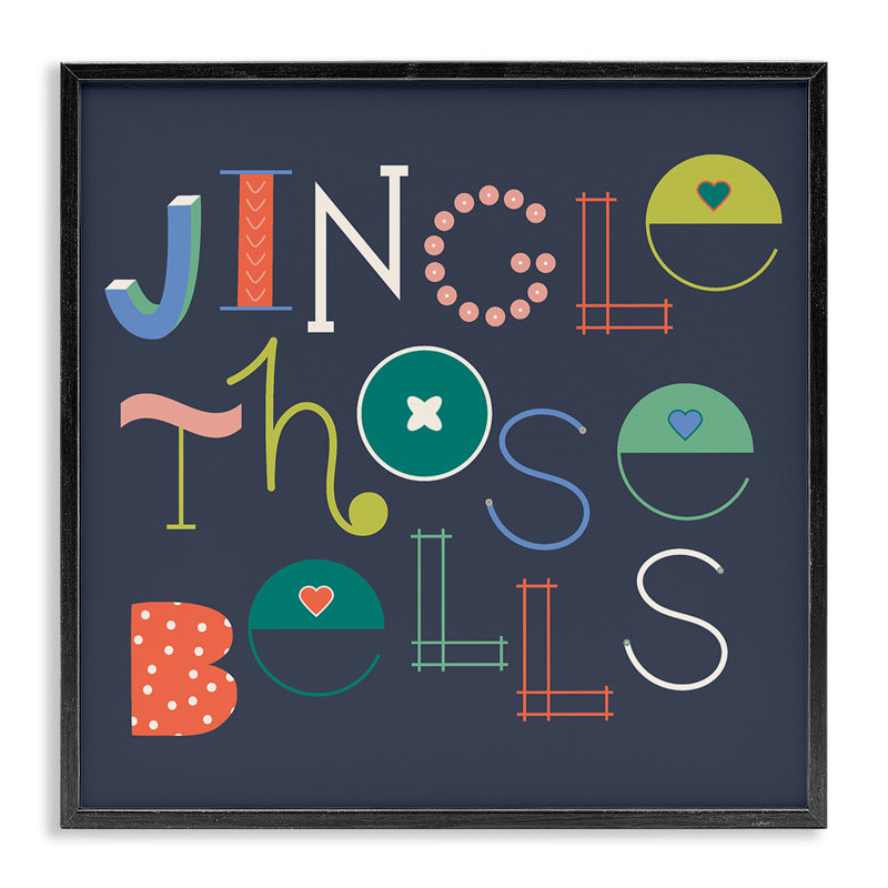 Estampe numérique éclectique Jingle Bells, conception de Sazerelli Designs, Giclée encadrée noir minuit, H 24 po x l 24 po