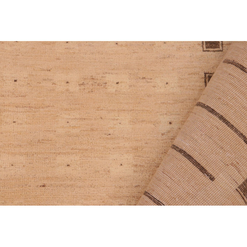 Tapis brun / beige en laine noué à la main de style oriental rectangulaire 5 pi 10 po x 8 pi 8 po Otella