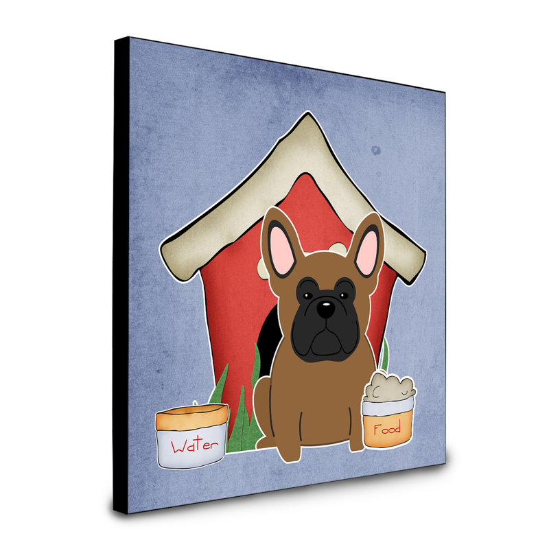 Panneau mural d’art collection dog house Scarvinia, Bouledogue français brun