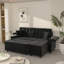 Canapé convertible avec lit escamotable, canapé en L avec méridienne de rangement pour le salon, noir