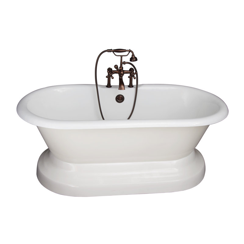 66'' x 30'' Freestanding Soaking Cast Iron Bathtub with Faucet, Oil Rubbed Bronzed