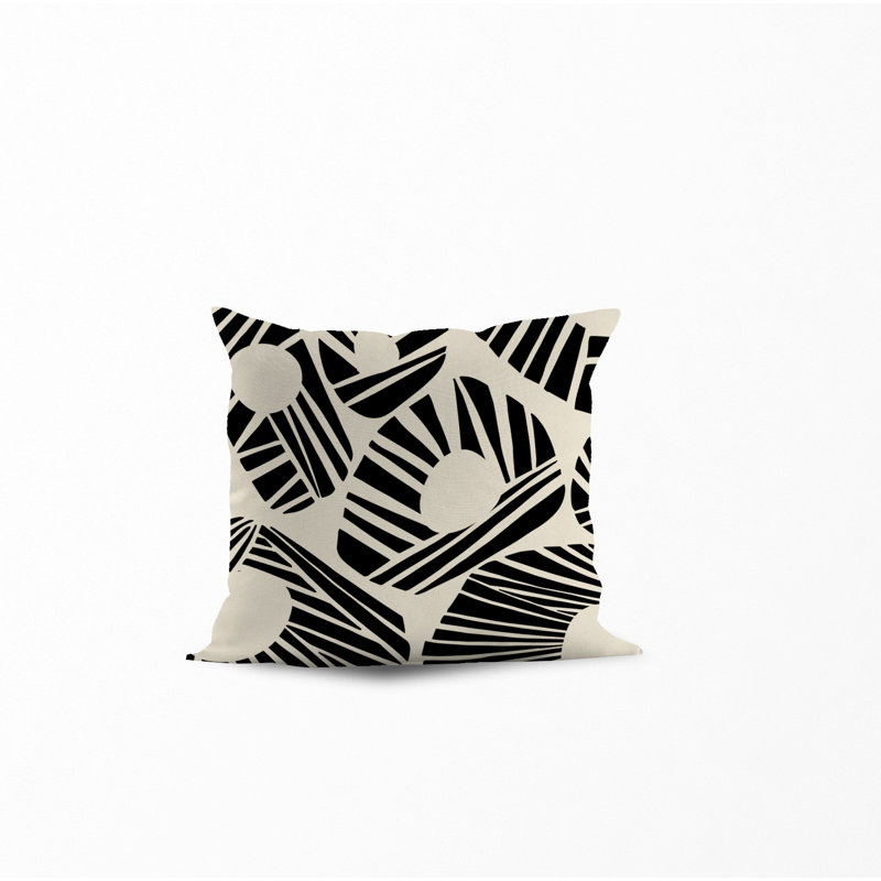 Jeté carré en polyester intérieur / extérieur, Noir, L 19 po x H 19 po