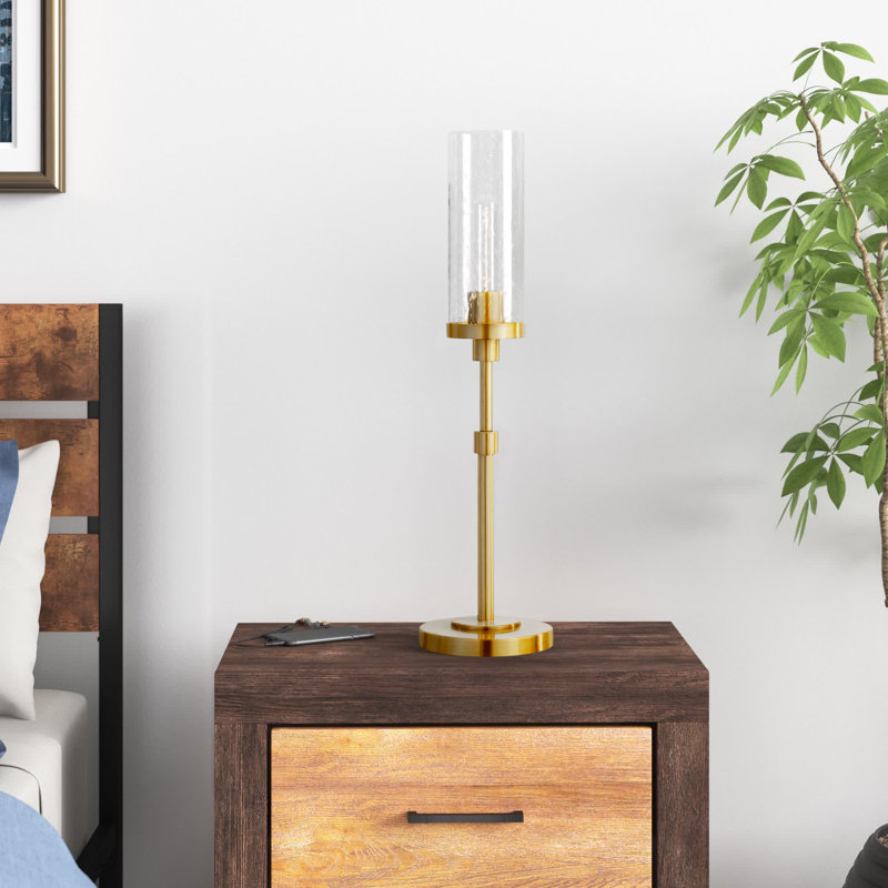 Lampe torchère 26,62 po Frieda, Laiton, Verre transparent