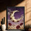 Reproduction d'art encadrée noire rétro fleur lune-643326873