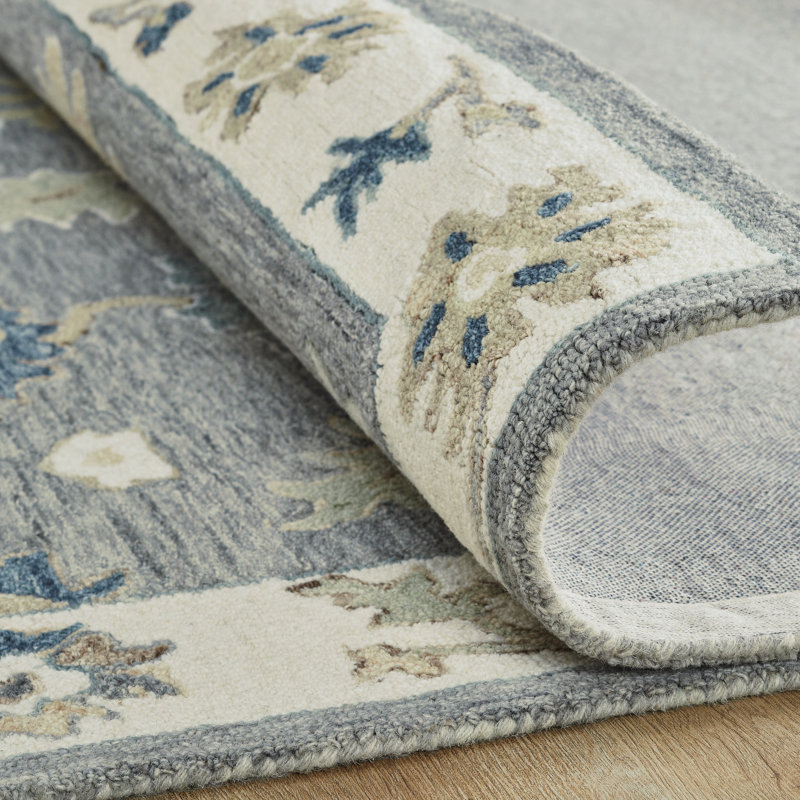 Tapis en laine touffeté à la main Harji Misty Meadow, Rectangle 9 pi 6 po x 13 pi 6 po