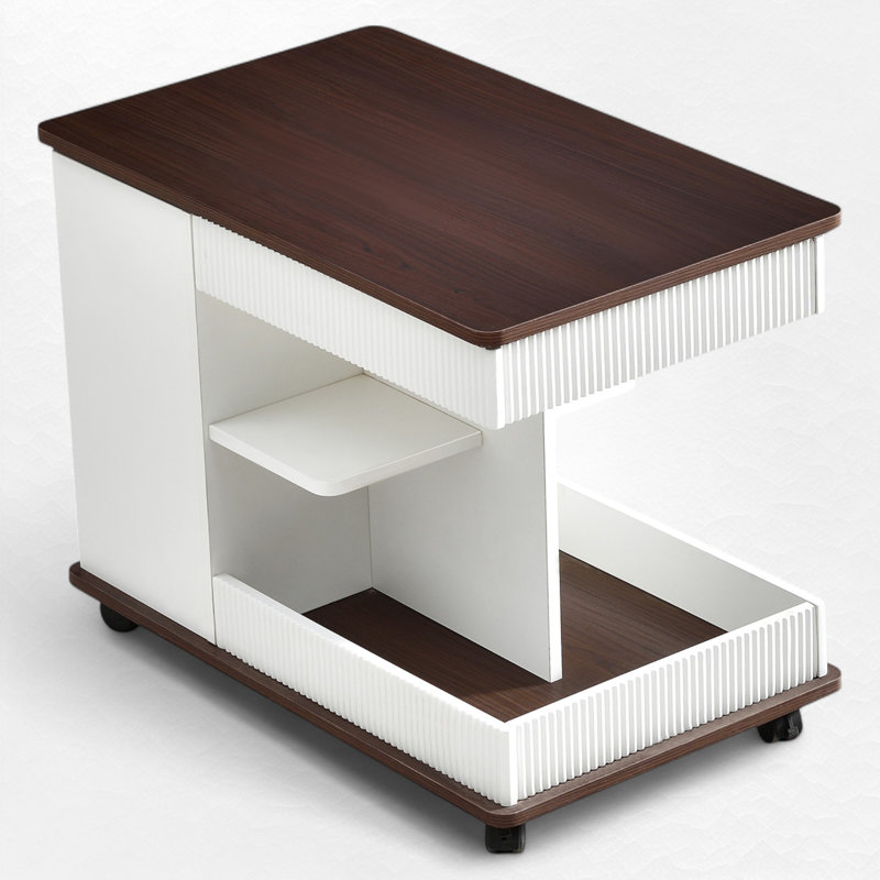 End Table With Lift Top And Wheels, White