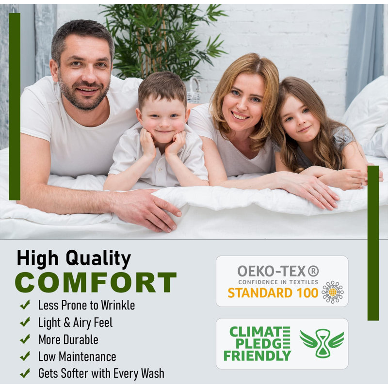 100% Cotton Sheets Sets Soft Crispy Percale Cooling Sheets 16 Inch Deep Pocket Bed Sheets, Queen Sheet Set with 2 Pillowcase