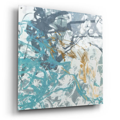  «Blue Sea Foam 2» par Alonzo Saunders, art mural en verre acrylique, 36 po x 36 po