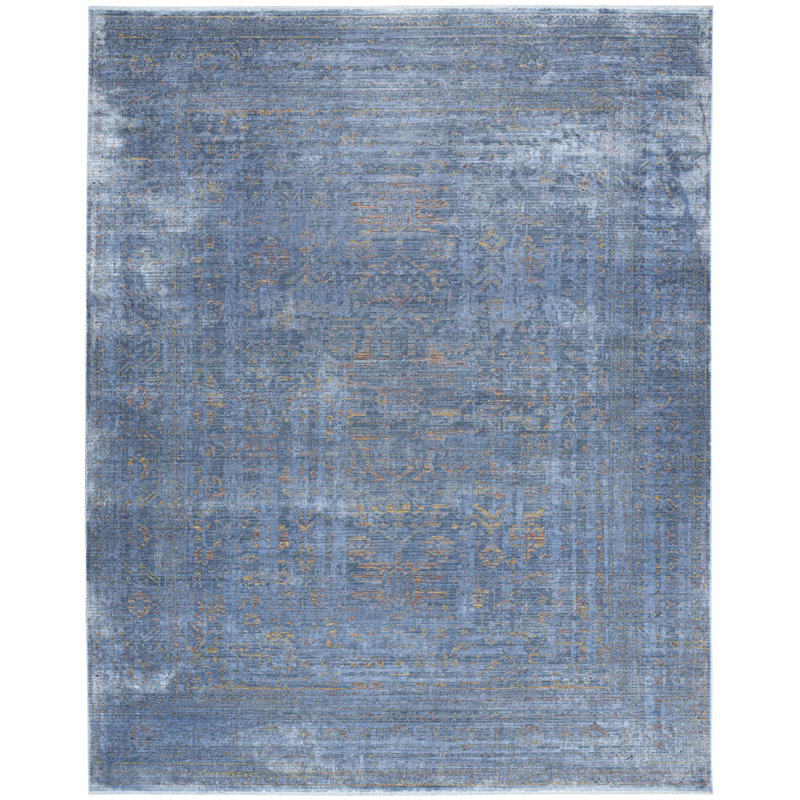 Bungalow Rose Luxurious Blue Vintage Indoor Rug, Rectangle 8' x 10'