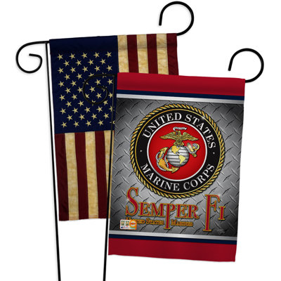 Drapeau de jardin décoratif en polyester 19 x 13 po Semper Fi American Marine Impressions