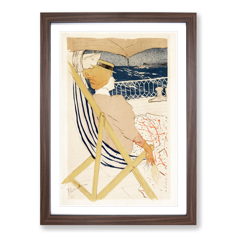 Passenger on the Ship by Henri De Toulouse-Lautrec - Picture Frame Painting, Walnut Framed, 36cm H x 27cm W x 2cm D