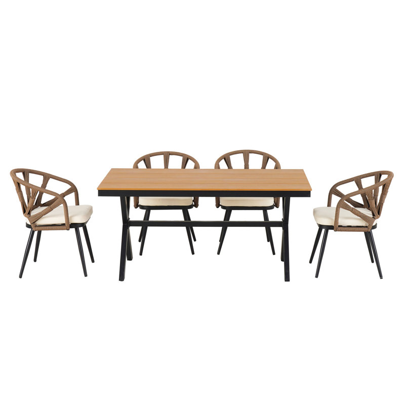 Ensemble de conversation pour 4 personnes, Gris brun / noir